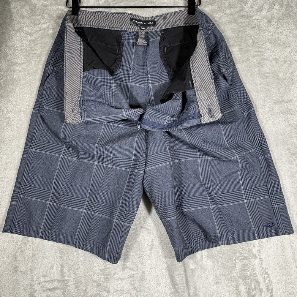 O'Neill Men's Navy Blue Plaid Shorts Size 36‎ Length 22.5 Beach Surfer Coastal